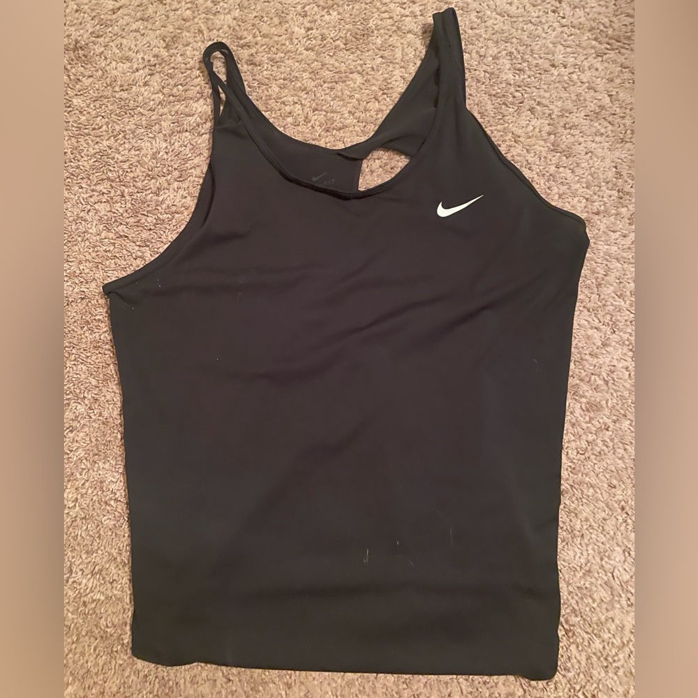Nike Women's Black Tank Top with White Logo